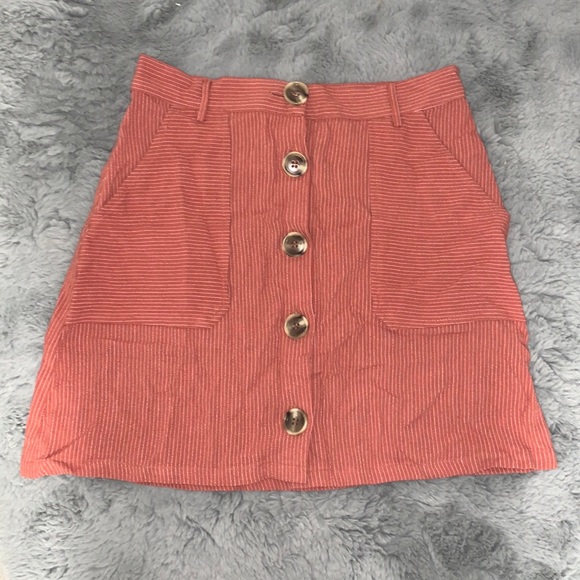 DONATED Striped Skirt with Buttons and Pockets - Picture 1 of 4